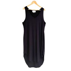 Olive & Oak Minimalist Midi Tank Dress XL V Neck Curved Hi Low Hem